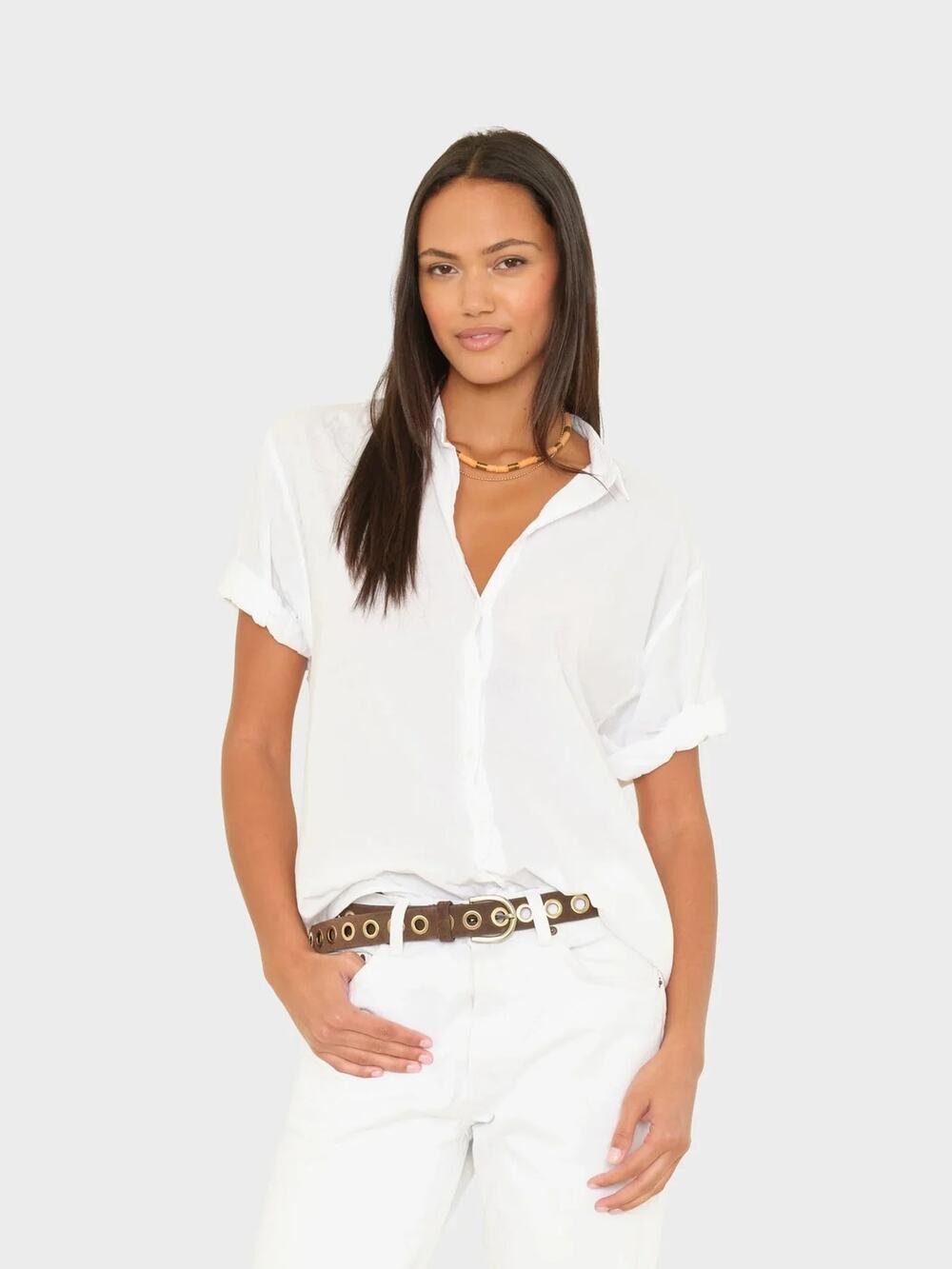 XS Top Button up down Xirena Channing Shirt White short sleeve luxury basic